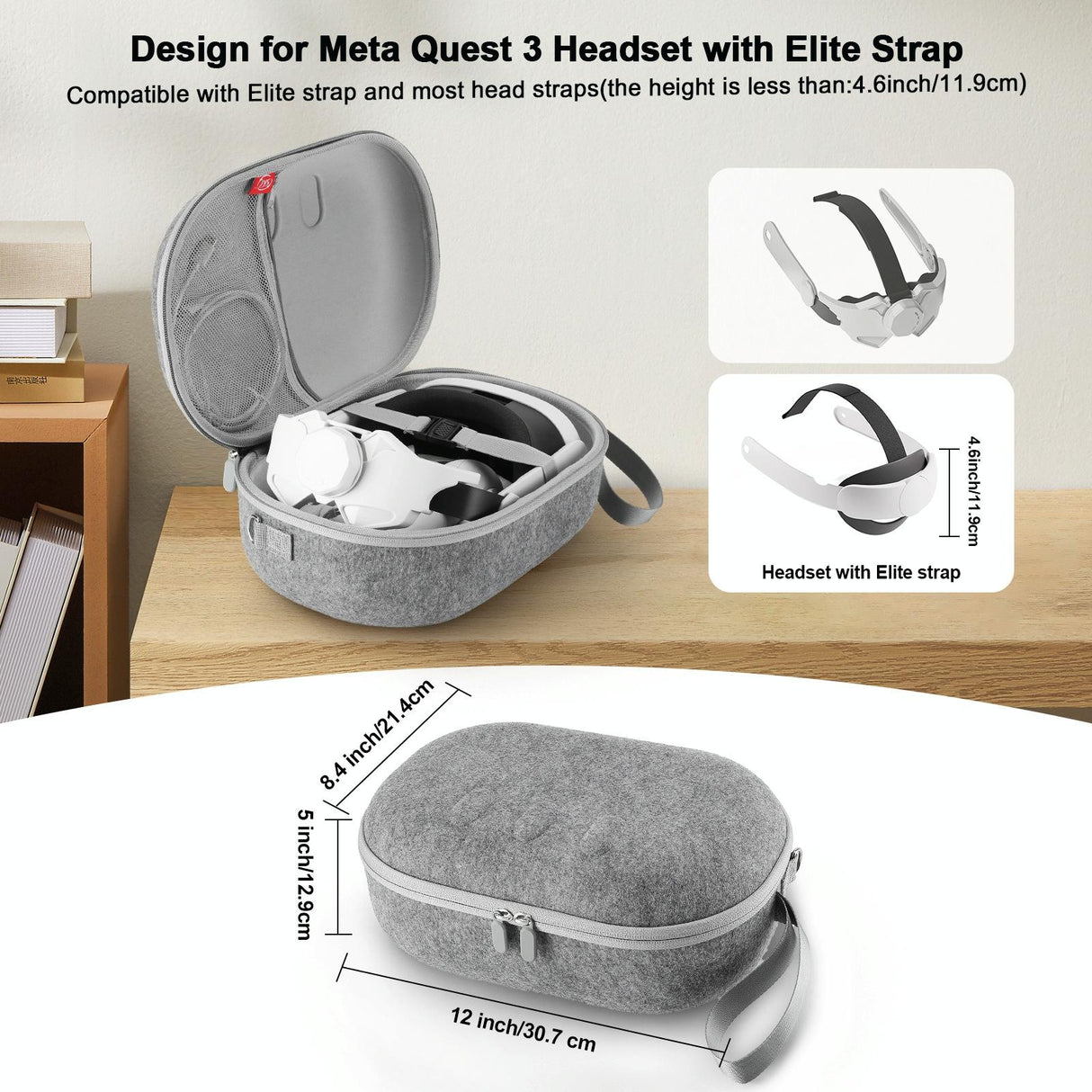 Protective Vr Storage Bag for Apple Vision Pro / Meta Quest 3 Glasses - Grey