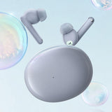 Wireless Active Noise-cancelling Earbuds for Music and Gaming - Grey - Side View