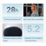 Wireless Active Noise-cancelling Earbuds for Music and Gaming - Grey - Extra Image