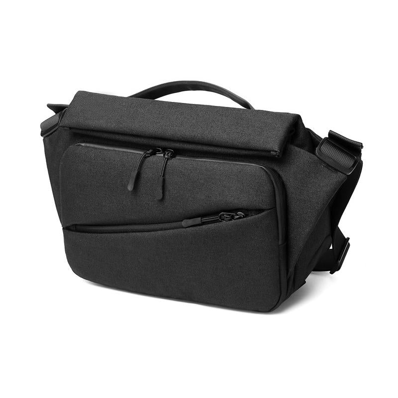 Waterproof Men Messenger Bag With Usb Charging Port Multifunctional Design - Black