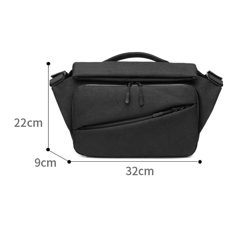 Waterproof Men Messenger Bag With Usb Charging Port Multifunctional Design - Black