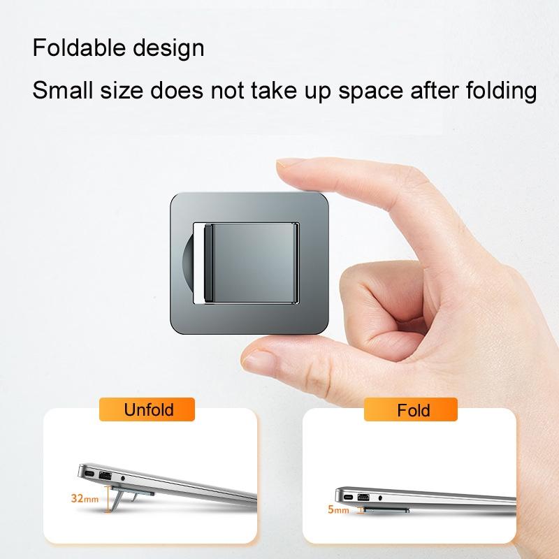 Desktop Folding Notebook Stand with Invisible Height Increase and Storage - Silver