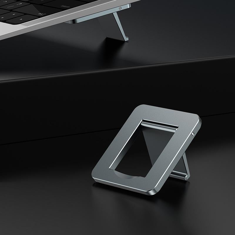 Desktop Folding Notebook Stand with Invisible Height Increase and Storage - Silver