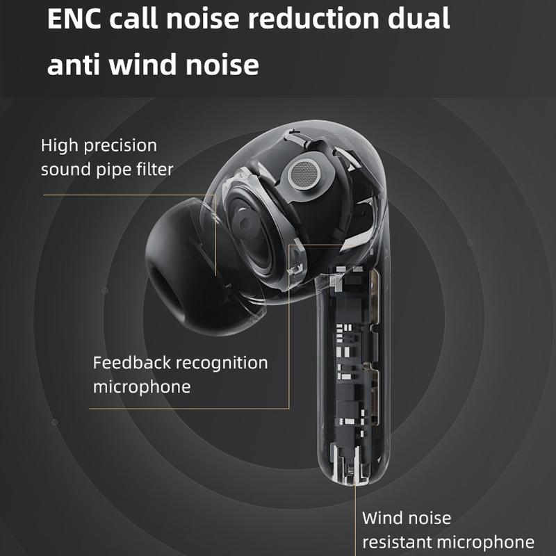 Wireless Noise-cancelling Earbuds with Charging Case - Black