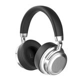 Retro Wireless Bluetooth Headset - Metal Head-mounted - Silver Black - Front View
