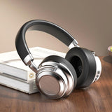 Retro Wireless Bluetooth Headset - Metal Head-mounted - Silver Black - Side View