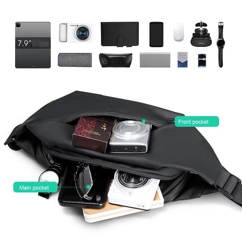 Men Casual Sports Chest Bag Lightweight Shoulder Bag - Elite Black 7786