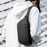 Men Casual Sports Chest Bag Lightweight Shoulder Bag - Elite Black 7786 - Low Angle
