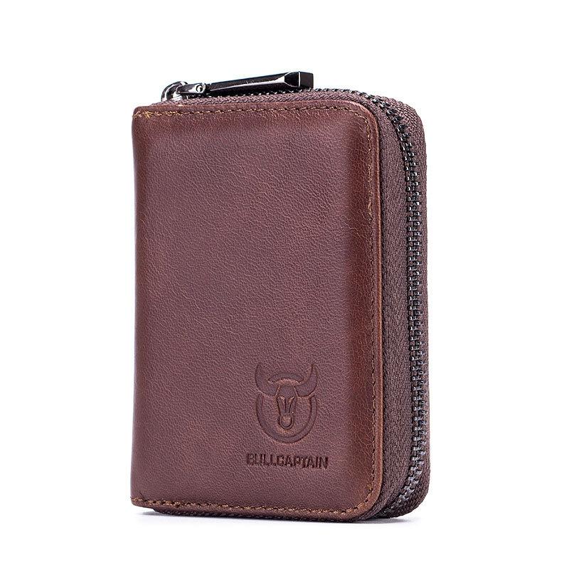 Men'S Leather Card Holder Casual Driver License Wallet - Yellow