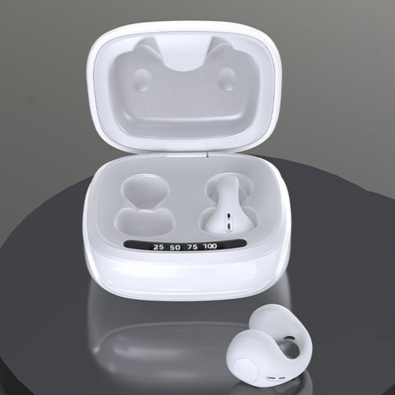 Wireless Bone Conduction Clip-on Bluetooth Headset - Noise Reduction - White