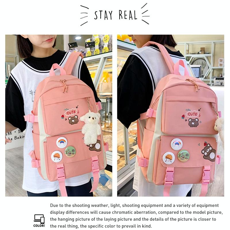 5-piece Girls Backpack Set - Lightweight and Versatile - Black