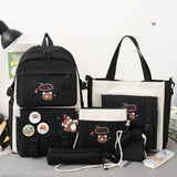 5-piece Girls Backpack Set - Lightweight and Versatile - Black