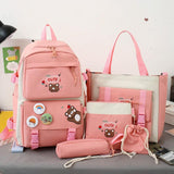 5-piece Girls Backpack Set - Lightweight and Versatile - Black - Extra Image