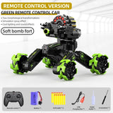 Remote Control Car with Soft Bomb - Four-wheel Battle Blooming Tire Spray - Green - Extra Image