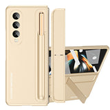 For Samsung Galaxy z Fold4 5G Samsung Galaxy z Fold4 2-in-1 Detachable Folding Case with Holder & Pen Slot - Grey Green - Front View