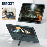 For Samsung Galaxy z Fold4 5G Samsung Galaxy z Fold4 2-in-1 Detachable Folding Case with Holder & Pen Slot - Grey Green