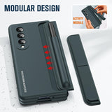 For Samsung Galaxy z Fold4 5G Samsung Galaxy z Fold4 2-in-1 Detachable Folding Case with Holder & Pen Slot - Grey Green