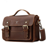 Retro Leather Men Crossbody Bag Small Square - Coffee