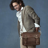 Retro Leather Men Crossbody Bag Small Square - Coffee - Extra Image