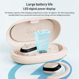 Wireless Bluetooth Earphones with Led Display - Zga Gs08 - White - Close-Up Angle
