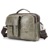 Retro Leather Men Shoulder Bag - Iron Blue