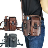 8 Leather Shoulder Mobile Phone Messenger Bag Casual Water Bottle Bag - Coffee - Side View