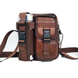 8 Leather Shoulder Mobile Phone Messenger Bag Casual Water Bottle Bag - Coffee - Low Angle