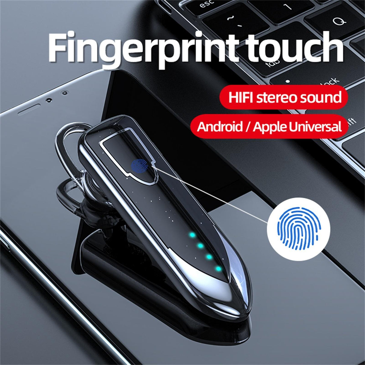 Business Style Bluetooth 5.0 Earphone with Touch Switch - Silver