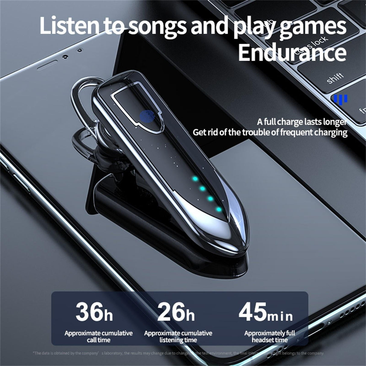 Business Style Bluetooth 5.0 Earphone with Touch Switch - Silver