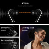 Wireless Bluetooth Earphones with 3d Spatial Sound and Active Noise Reduction - Black - Close-Up Angle
