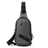 Oxford Cloth Chest Bag Shoulder Messenger - Grey - Front View