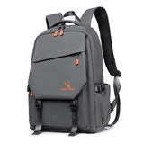 Travel-ready Waterproof Double Shoulder Backpack - Light Gray - Front View