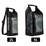 2 In 1 Waterproof Crossbody Phone Bag For Outdoor Cycling Swimming 2L Capacity - Black Green - 2L