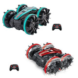 Amphibious Stunt Rc Car - Double-sided Rolling - 2.4g - Electric - Kids' Toy - Green - Side View