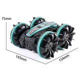 Amphibious Stunt Rc Car - Double-sided Rolling - 2.4g - Electric - Kids' Toy - Green - 45-Degree Angle