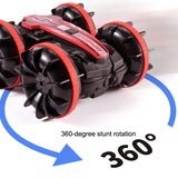 Amphibious Stunt Rc Car - Double-sided Rolling - 2.4g - Electric - Kids' Toy - Green - Low Angle