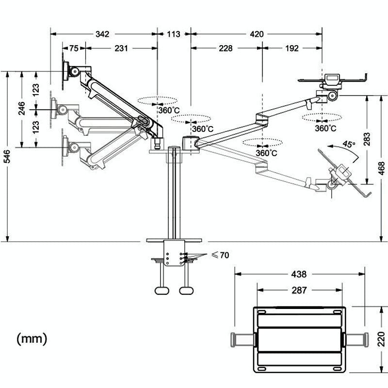 Adjustable Desktop Stand for 17-32 and 12-17 Monitors - Aluminum - Silver