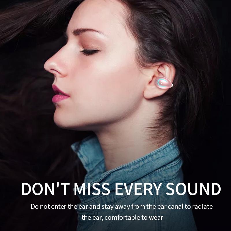 Ultra-light Wireless Earphone with Mic - Bluetooth 5.0 - Ear Clip - Stereo - Pink