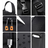 Men Business Travel Backpack - Spacious and Stylish - Grey - Rear View