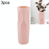 3-piece Plastic Vase Set for Dry and Wet Flower Arrangements and Floral Decor - Gray - Front View