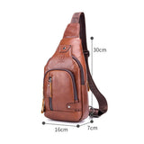 Soft Cowhide Chest Bag For Men Outdoor Casual - Red Brown