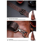 Soft Cowhide Chest Bag For Men Outdoor Casual - Red Brown - Close-Up Angle