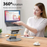 Adjustable 360 Degree Rotating Laptop Stand for 10-17 Inch Devices - Grey - 45-Degree Angle
