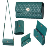 Horizontal Pu Crossbody Shoulder Bag - Dark Blue - Front View