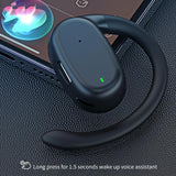 Wireless Single Ear Bluetooth Earphone - Hanging Ear Design - White