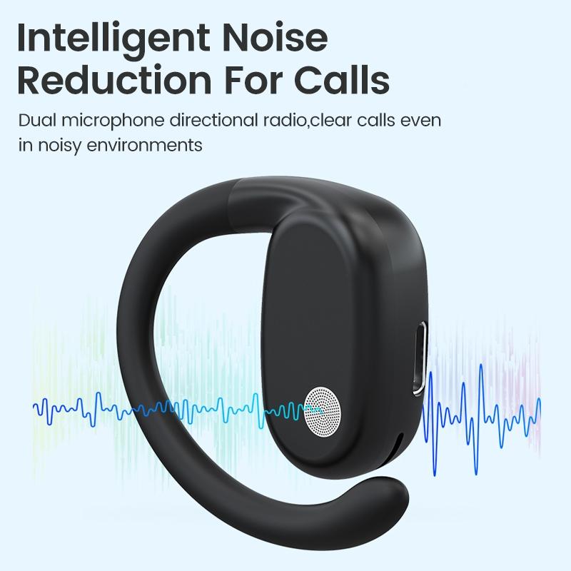 Wireless Single Ear Bluetooth Earphone - Hanging Ear Design - White