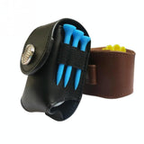 Leather Golf Ball Waist Pouch - Portable Tee Bag for Sports - Brown - Top-Down View