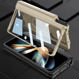 For Samsung Galaxy Z Fold4 5G Magnetic Phone Case With Pen Holder - Foldable - Green - 45-Degree Angle