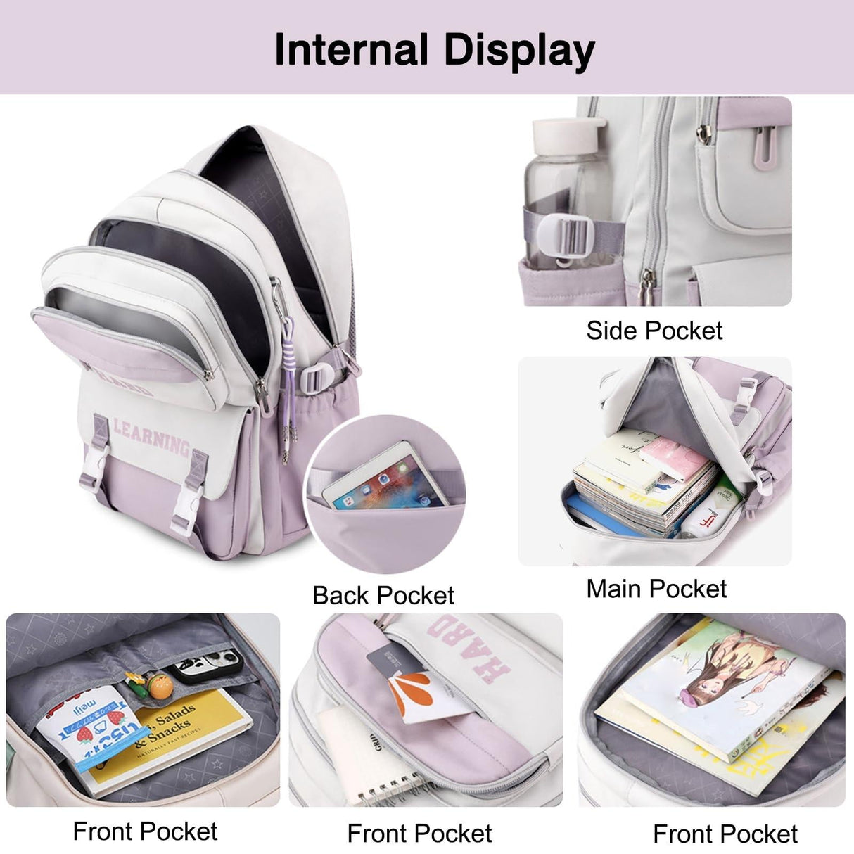 Versatile 15.6 Backpack for School & Work - Casual Design - Blue And White