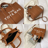 Stylish Pu Leather Crossbody Tote For Women - Small Khaki